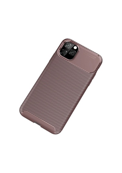 Apple Uyumlu   iPhone 11 Pro Kılıf Auto Focus Karbon Kapak - Kahverengi