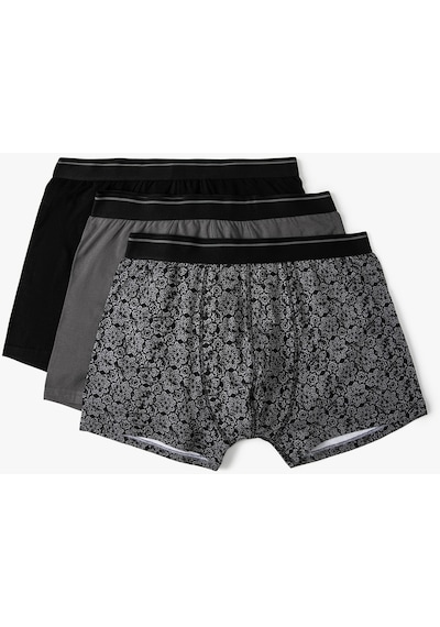 Koton 3'Lü Boxer Seti Soyut Baskılı Çok Renkli Antrasit Desenli 4Slm90034Mk Antrasit