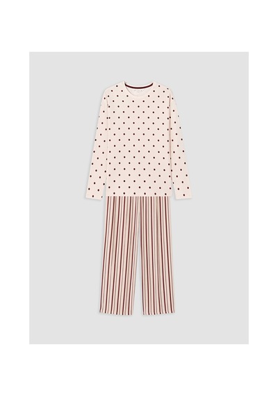 Lcw Dream Pembe Bisiklet Yaka Desenli Kadın Pijama Takım