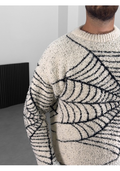 Cocopelli Örümcek Ağı Detaylı Erkek Peluş Sweatshirt Coc1005 Çok Renkli