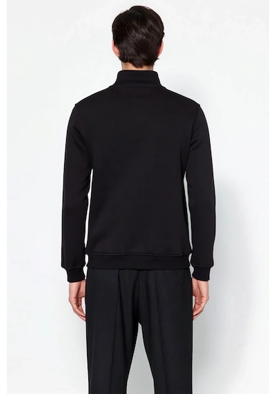 Benerly Erkek Dik Yaka Fermuarlı Standart Kol Regular Kalıp Sweatshirt Fo siyah