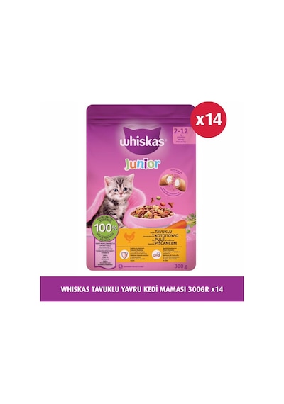 Whiskas Junior Tavuklu Yavru Kedi Maması 300 G X 14