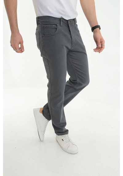 Digital Jeans Normal Kesim Fermuarlı Geniş Paça Yüksek Bel Antrasit Açık Gri