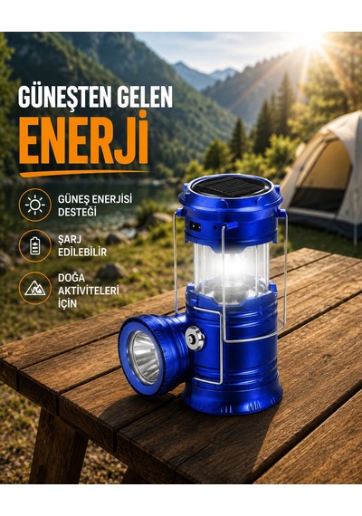 Katlanabilir Usb Çıkışlı Kamp Feneri Şarj Edilebilir, Dayanıklı Ve Çok Fonksiyonlu Sarı 08738298