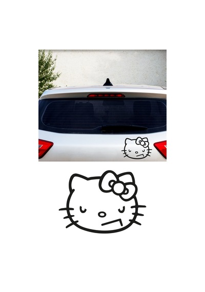 Kızgın Hello Kitty Sticker, Oto Sticker, Motor Sticker 10x7 Cm