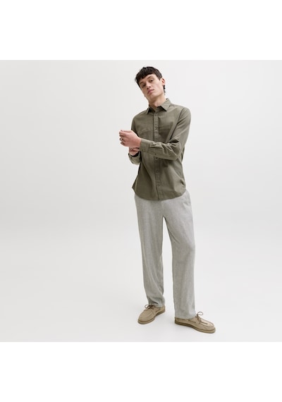 Jack & Jones Erkek Keten Karisimli Chino Pantolon - Karl - 12269371 Cloud Dancer
