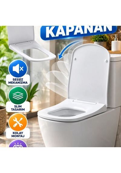 Yavaş Kapanan Slim Klozet Kapağı Sessiz Mekanizma Ve Kolay Montaj Renkli