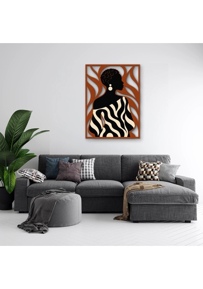 Zebra Desenli Kadın Silüeti - Metal Tablo - Dec0377 37 X 50 Cm Çok Renkli