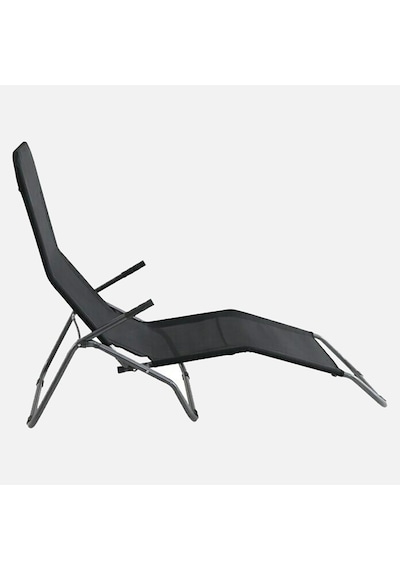 Katlanabilir Siyah Şezlong 136 x 61 x 102 cm