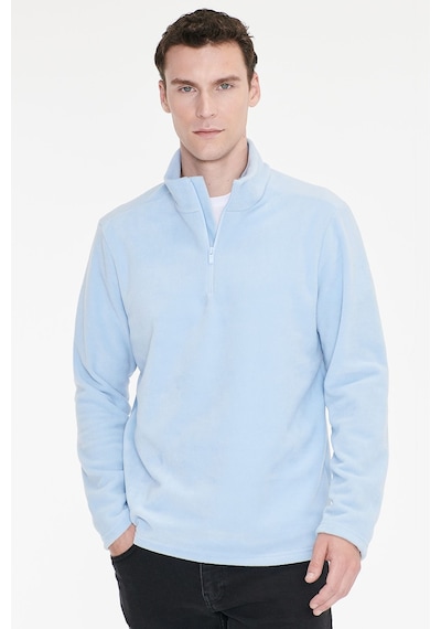 Ac&Co / Altınyıldız Classics Erkek Mavı Anti-pilling Tüylenme Yapmayan Standart Fit Dik Yaka Polar Sweatshirt Mavi