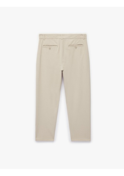 Koton Regular Fit Düğmeli Cepli Viskon Karışımlı Kumaş Pantolon Bej 6sam40048hw Ekru