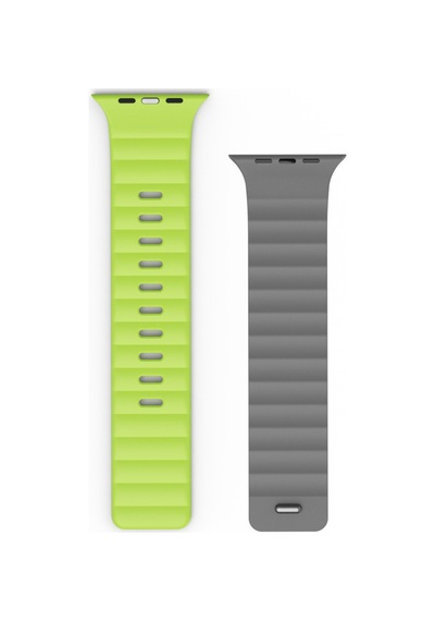 Watch Ultra 49mm Uyumlu Wiwu Mag Secur Serisi Silikon Kordon Gri - Yeşil
