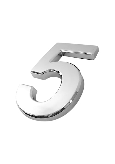 Yapışkanlı Kapı Numarası Küçük Boy 50 Mm 5 Cm Numara 5 Rakam Beş Sayısı Krom Renk Numaralar 1 Adet