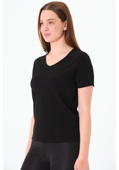 Sortie Collection V Yaka Premium Modal Kumaş Basic Tişört - Siyah