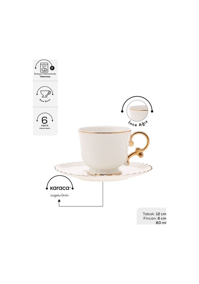 Karaca  Elegant 6 Kişilik Kahve Fincan Takımı 80 ml