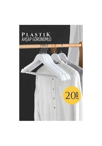 Ahşap Görünüm Plastik Askı 20 Adet Beyaz 720519 Diğer