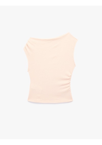 Koton Slim Fit Asimetrik Yaka Kolsuz Drapeli Bluz Pembe 6sal30200ık Gül