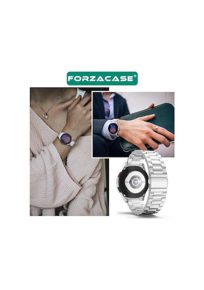 Forzacase Samsung Galaxy Watch 7 44mm İle Uyumlu Metal Baklalı Kordon Kayış - Fc790 Siyah