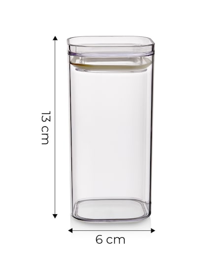 KitchenLife Gold Etiketli Akrilik Vakumlu Kare Baharatlık Seti 12'li 300 ML Şeffaf