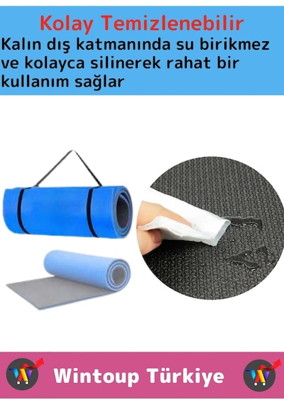 Özel Çift Taraflı Kaymaz Silinebilir Yoga Meditasyon Fitness Kamp Minderi 16 Mm Askılı Mat 2'li Set Çok Renkli