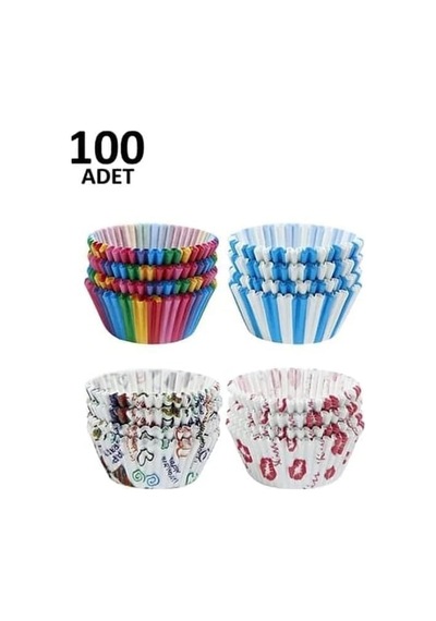 100 Adet Desenli Cupcake Kalıbı,renkli Browni Ve Muffin Kabı,kağıdı Diğer