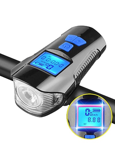 Lcd Ekran Şarjlı Bisiklet Işığı Hız Göstergeli Korna