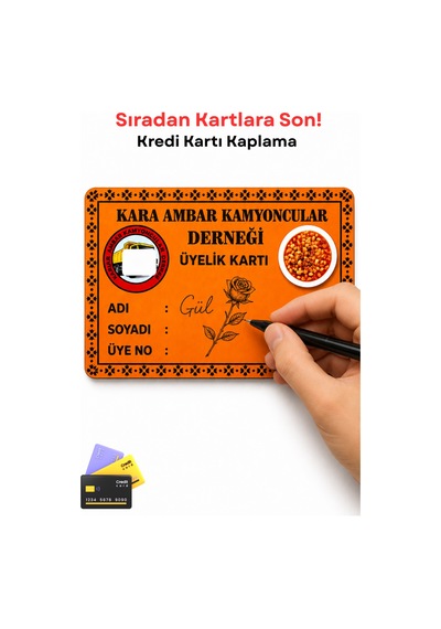 Kara Ambar Kamyoncular Derneği Kart Sticker Kredi Kartı Kaplama Kaliteli Baskı Kendi Adını Yaz Çok Renkli