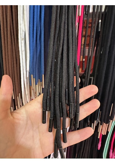 Metal Uçlu Polyester Eşorfman Kordon 5 Adet  - siyah