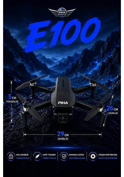 E100 Fırçasız Motor Hd 720p Çift Kameralı 2batarya&25dakika Uçuş Taşıma Çantalı Drone