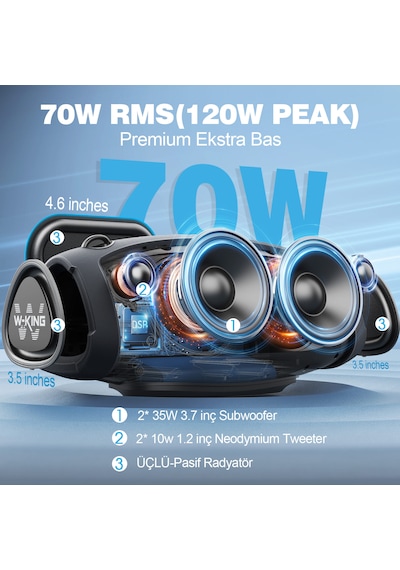 W-King X10 120W Xtreme Bass 42S Bluetooth 5.0 Hoparlör