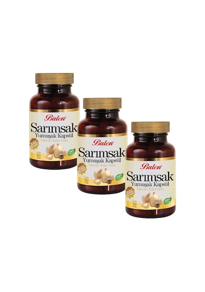 3 Adet - Balen Sarımsak Yağı Yumuşak Kapsül - 100 Kapsül X 450 MG