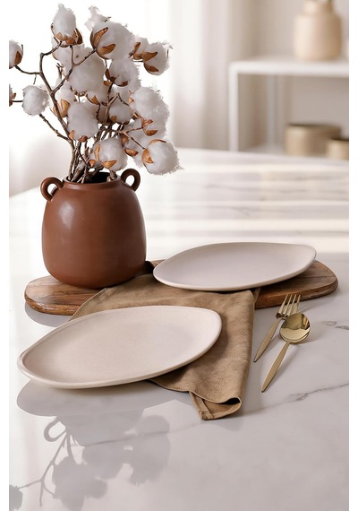 Mat Krem Bloom Kayık Tabak 31 Cm 2 Adet 040 Çok Renkli