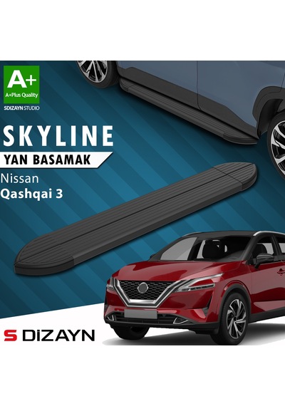 S-dizayn Nissan Qashqai 3 Skyline Siyah Yan Basamak 173 Cm 2021 Üzeri A+ Kalite