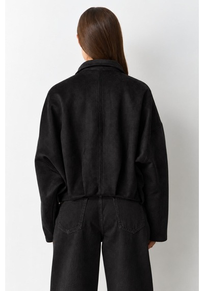 Madmext Siyah Süet Bomber Kadın Ceket Mg2903