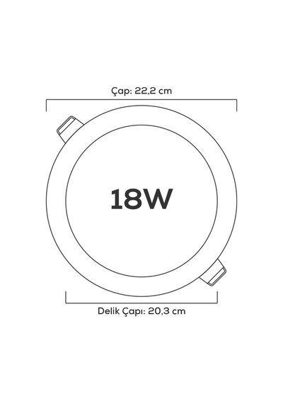 18w Siyah Kasa Yuvarlak Led Panel 4000k 2 Adet