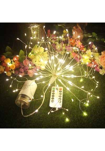 Cajuart Pilli Kumandalı Buket Peri Led Işık Yılbaşı Dekor Lamba Sarı