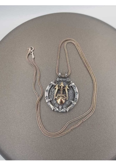 Vog Vikings Gotik Tasarım Üç Başlı Mızrak İşlemeli 925 Ayar Gümüş Sevgiliye,babaya,arkadaşa Kolye