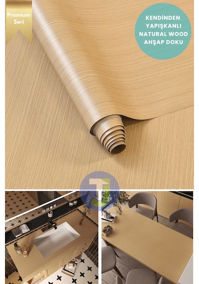 Technojet Premium Seri Kendinden Yapışkanlı Ahşap Desenli Pvc Kaplama 60cmx500cm Açık Meşe