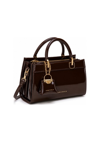 Just Polo İthal Premium Rugan Kadın Çantası Ebat Boy: 14 Cm En : 20 Cm Kahverengi