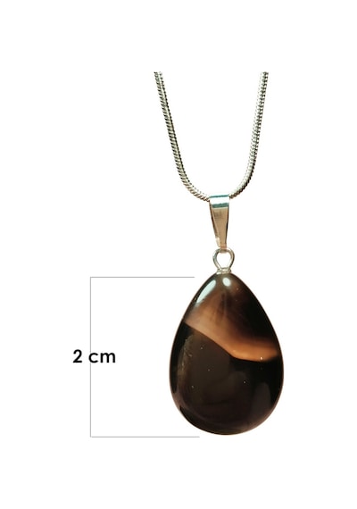 Onix Kuvars Doğal Taşı Zincirli El Yapımı Kolye Uç: 2 Cm Zincir: 20 Cm Kutulu