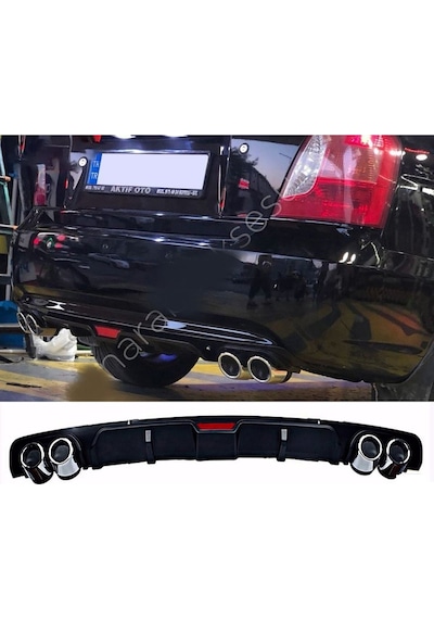 Hyundai Accent Era Siyah Difüzör 4 Krom Egzoz Görünümlü Difizör Arka Ek Body Kit 2006 - 2009