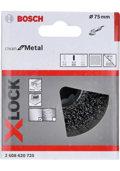 Bosch X-Lock Çanak Fırça Kıvrımlı 75 Çelik 75x0.3mm Yuvarlak Tel Fırça - 2608620725