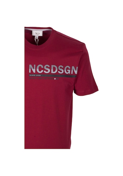 Erkek Tişört Bisiklet Yaka Bordo Slim Fit Baskılı T-shirt Ncs Jeans 1296 Bordo