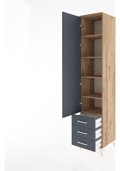 Hyperion Dolap 5 Raflı 3 Çekmeceli Tek Kapaklı 44x44x221 Çam-... Çam