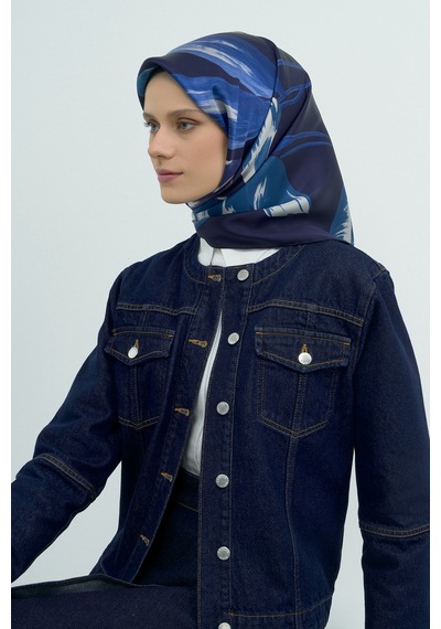Armine Saf İpek Sura Eşarp-2026 İlkbahar-yaz- 95060d Lacivert