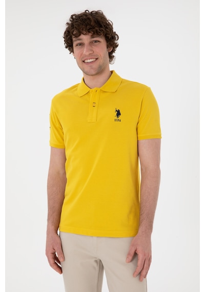 U.S. Polo Assn. Erkek Slim Fit Polo Yaka Sarı Basic Tişört 50305929-VR094