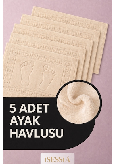 Serra 5 Adet %100 Pamuk En Iyi Emici Ayak Havlusu Konforlu Banyo Paspası 50x70cm Bej