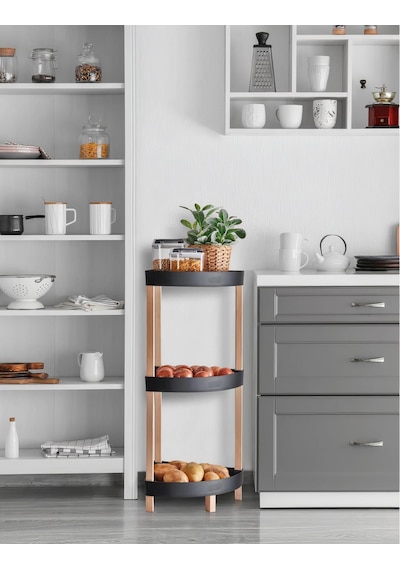 Hometarz Ahşap 3 Katlı Mutfak Banyo Düzenleyici Organizer Rafı