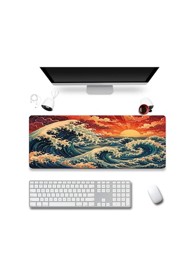 Sonictouch Klavye Mousepad 40x90cm Dikişsiz Pürüzsüz Sıvı Geçirmez Kaymaz Taban Japon Gün Batımı
