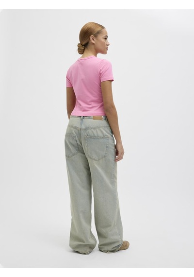 Jack & Jones Kadın Bisiklet Yaka Baskili Tişört - Gigi - 12268775 Morning Glory
